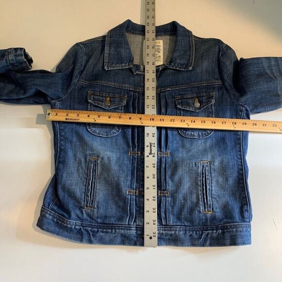 J. Crew Jacket Women M Medium Denim Trucker Long Sleeve Flap Pockets Jean - Picture 7 of 11